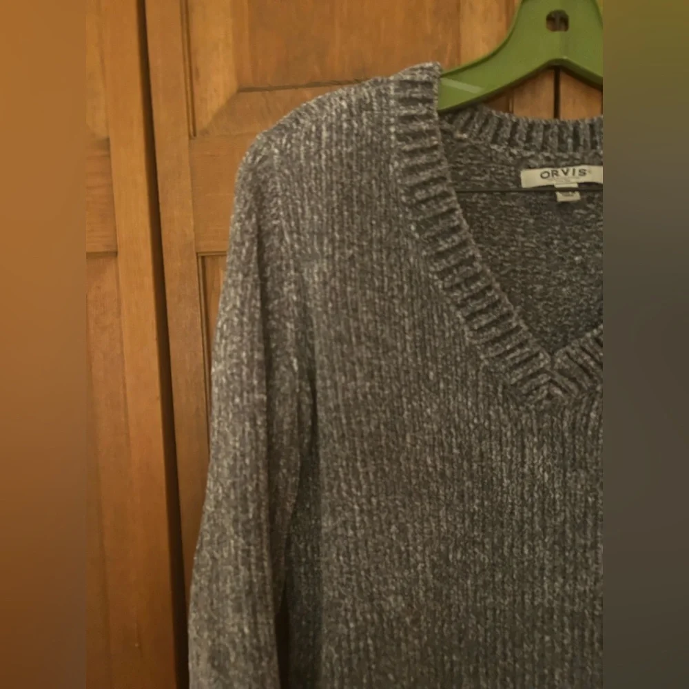 Orvis Women’s Sz M Silver Oversized Chunky Lagenlook Hippie Granola Sweater